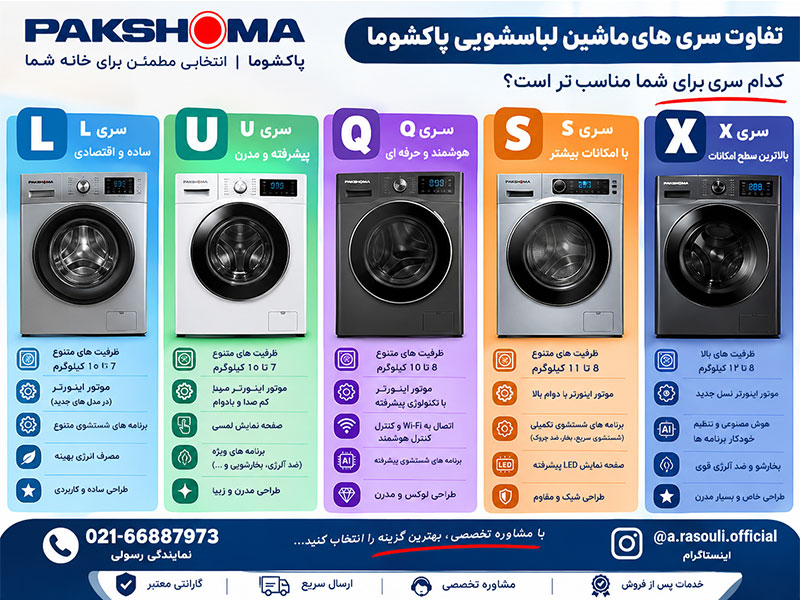 تفاوت لباسشویی های پاکشوما